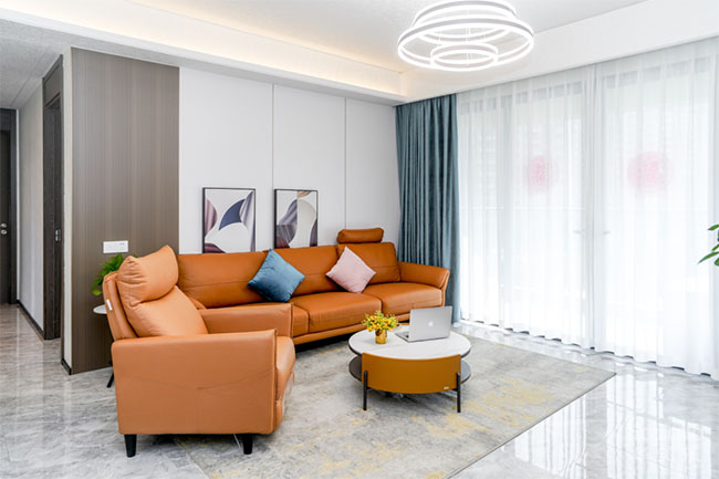 143㎡四居，愛馬仕橙與現(xiàn)代簡約的碰撞，高雅大氣又舒適